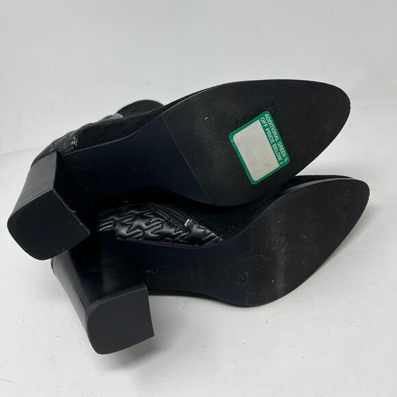 NEW! Nine West Side Zip Suede Boot Bootie Casual Black Quilted - 9.5 - Picture 4 of 8
